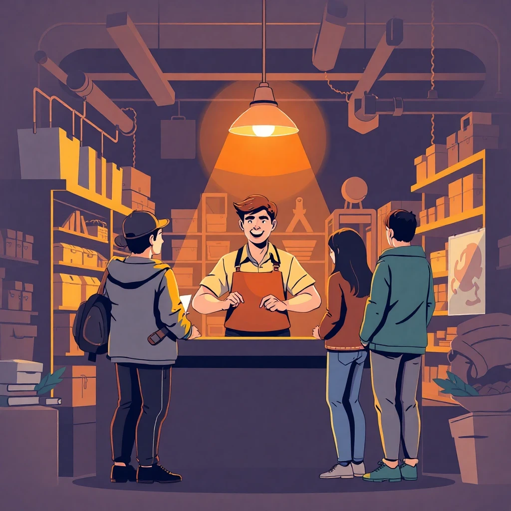 Trabajador de ventas en acción