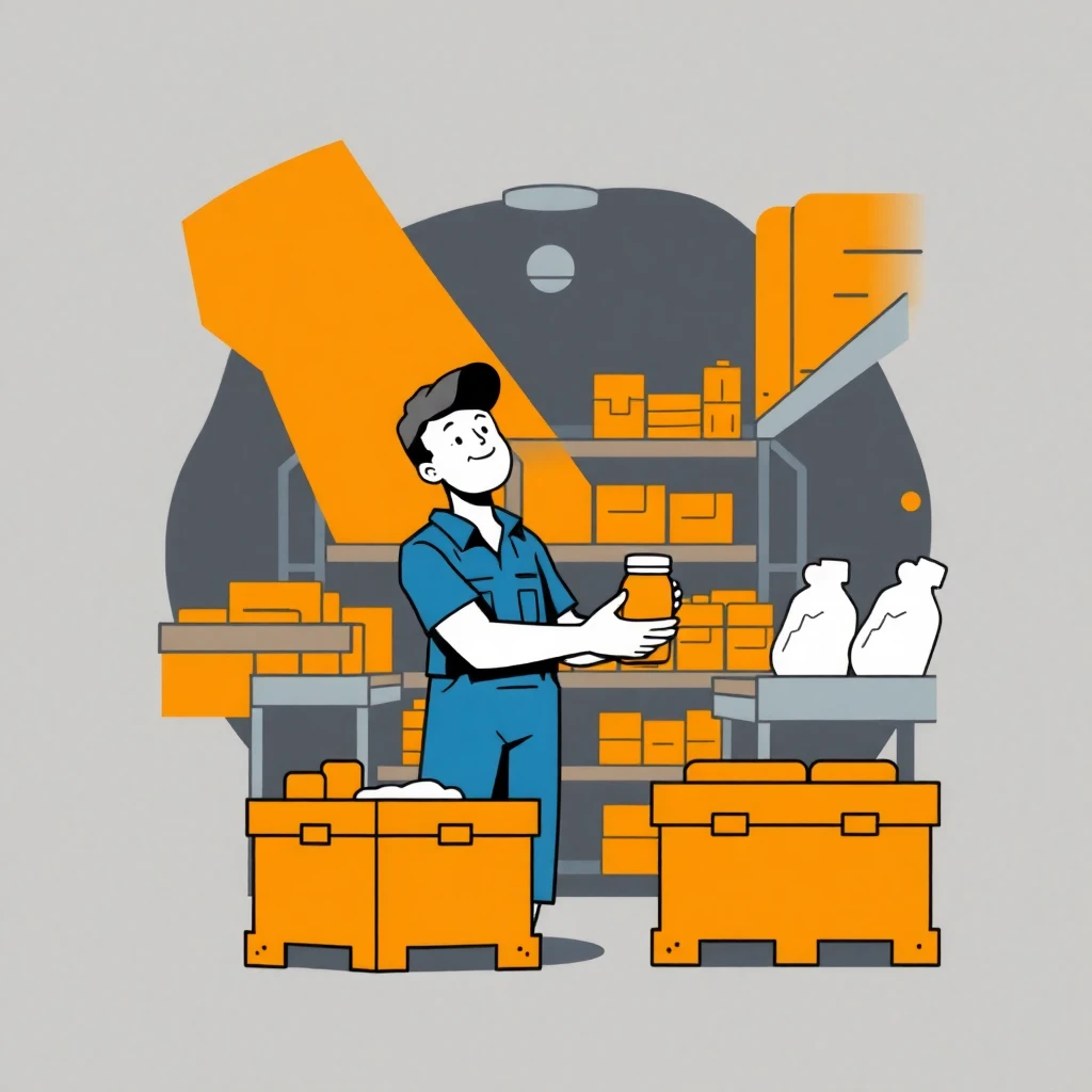 Empleado de almacén organizando productos