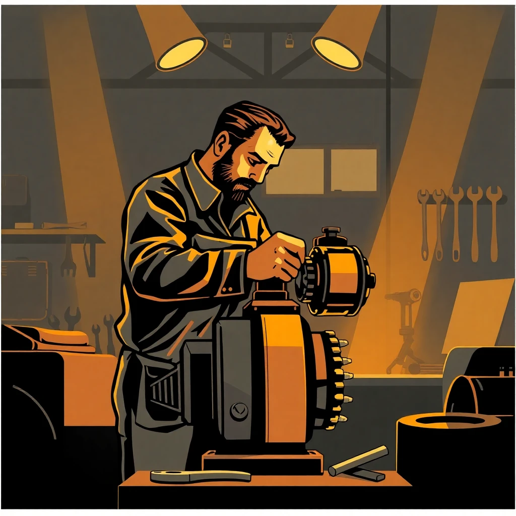 Mecánico de precisión en acción