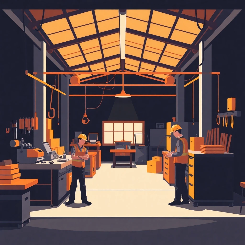 Trabajadores en una fábrica moderna