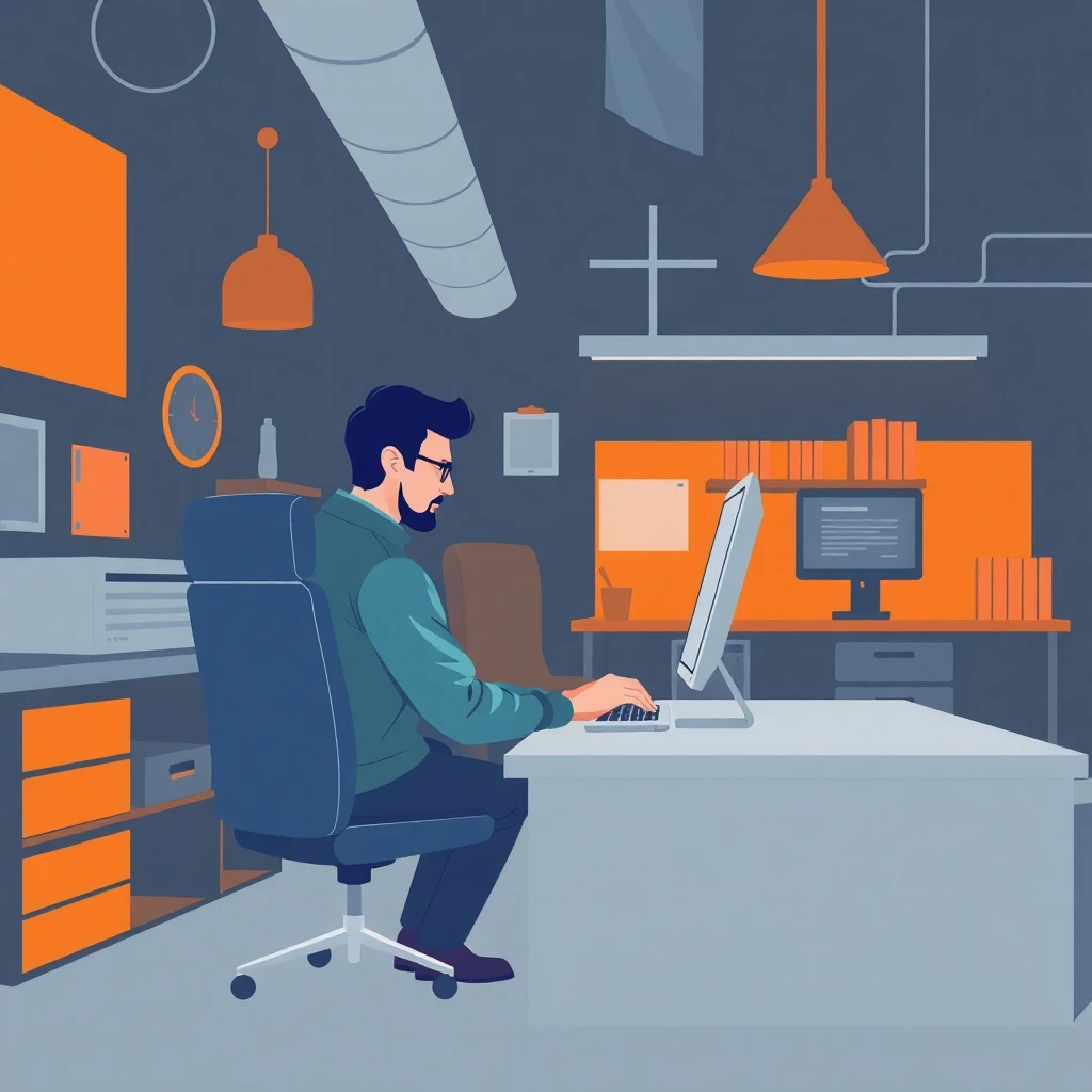 Desarrollador de software en su espacio de trabajo