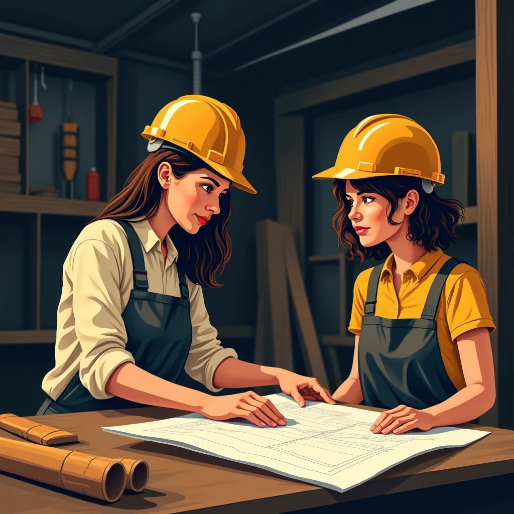 Mujer trabajando en construcción