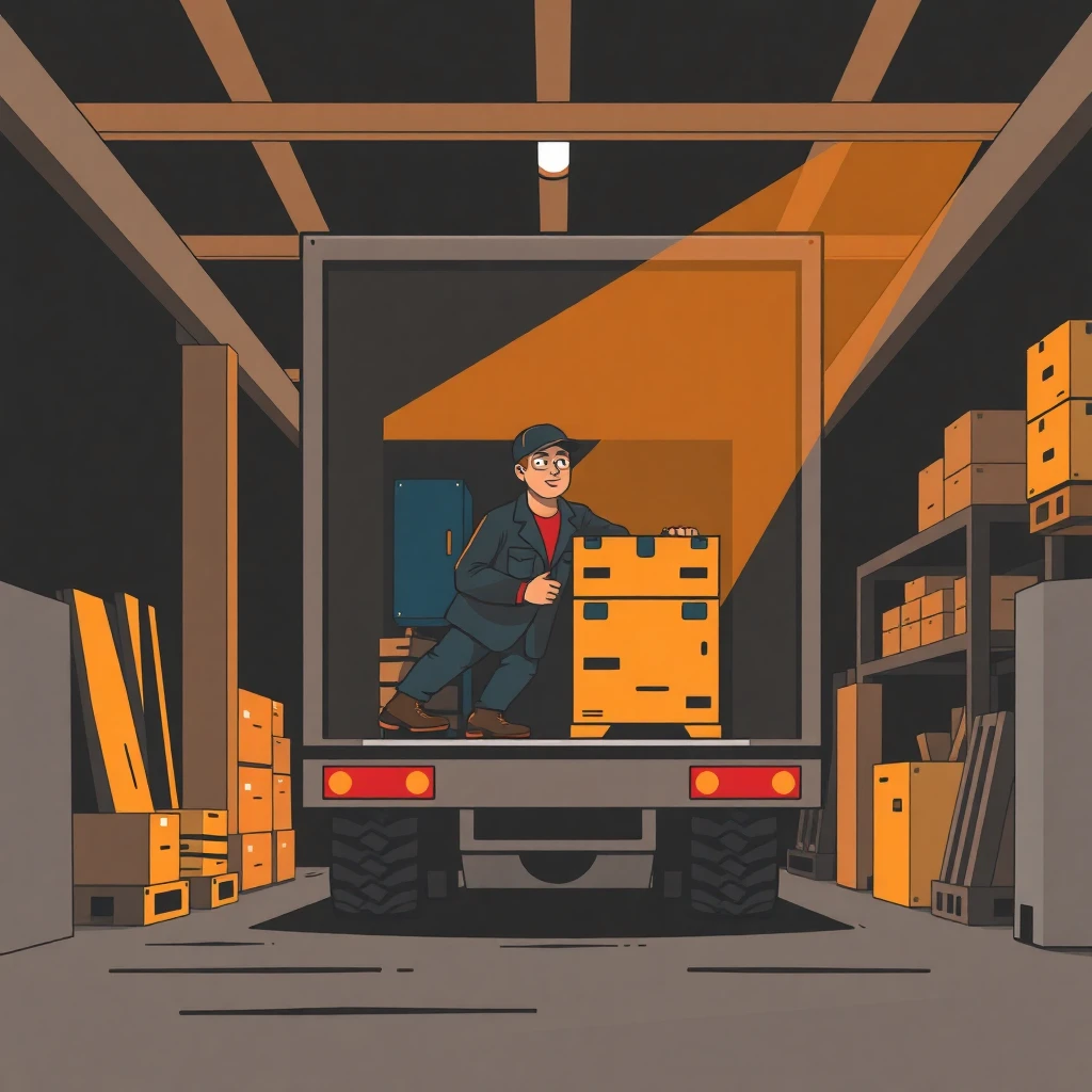 Conductor de reparto en almacén