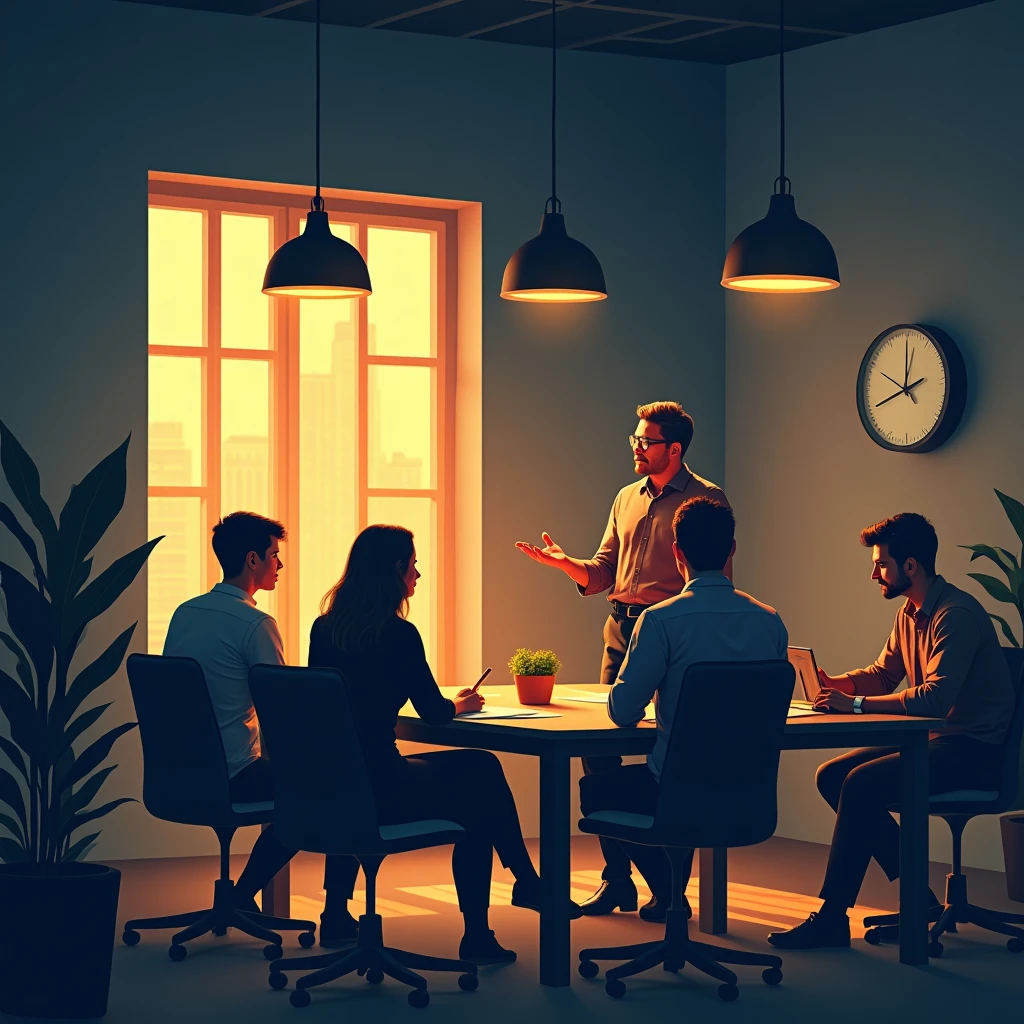 Senior manufacturing manager with team