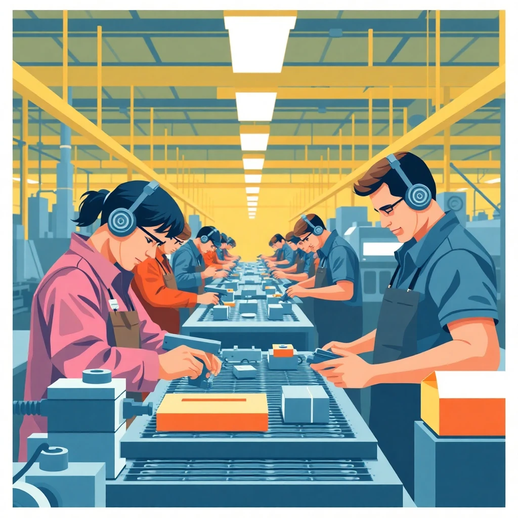 Manufacturing line in action