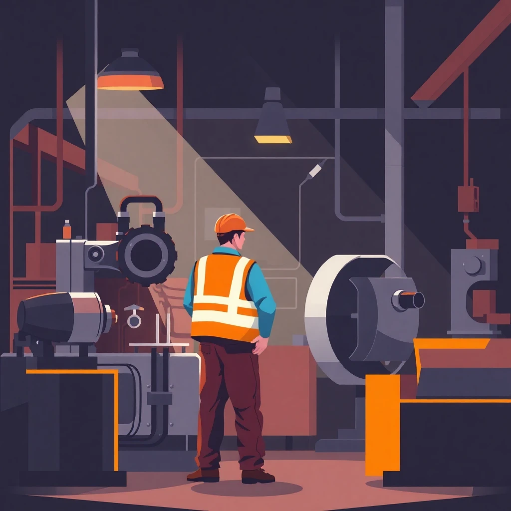 Worker operating machinery