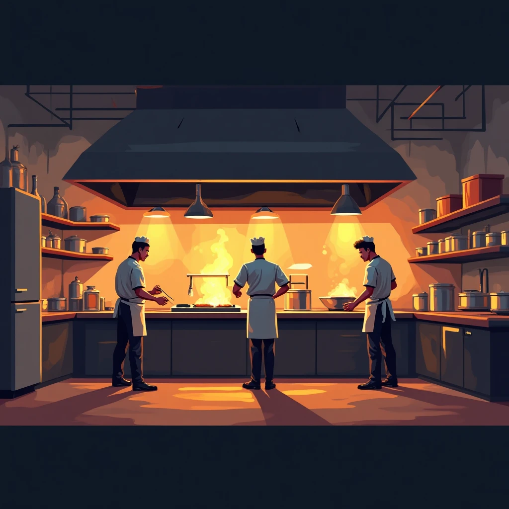 Busy restaurant kitchen