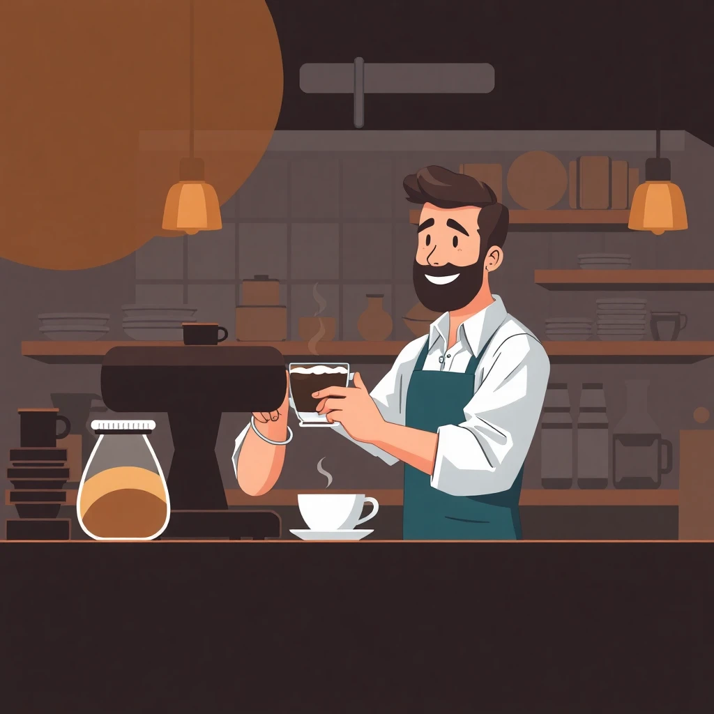 Barista sirviendo café
