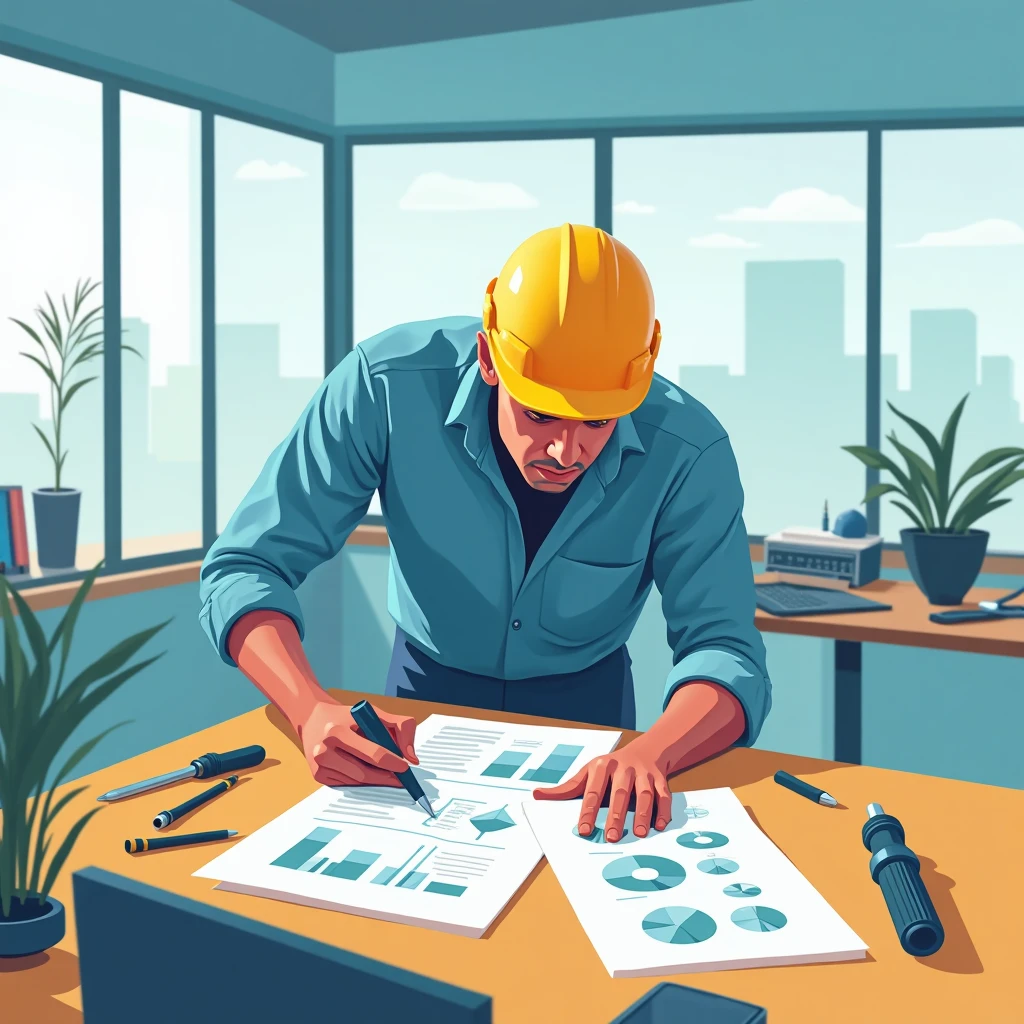 Ingeniero revisando planos