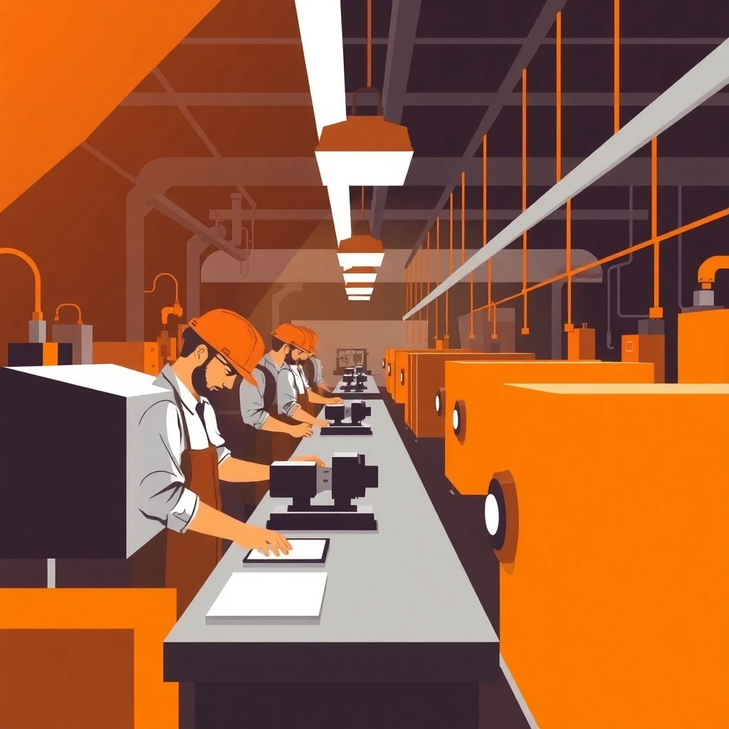 Trabajadores en la línea de producción