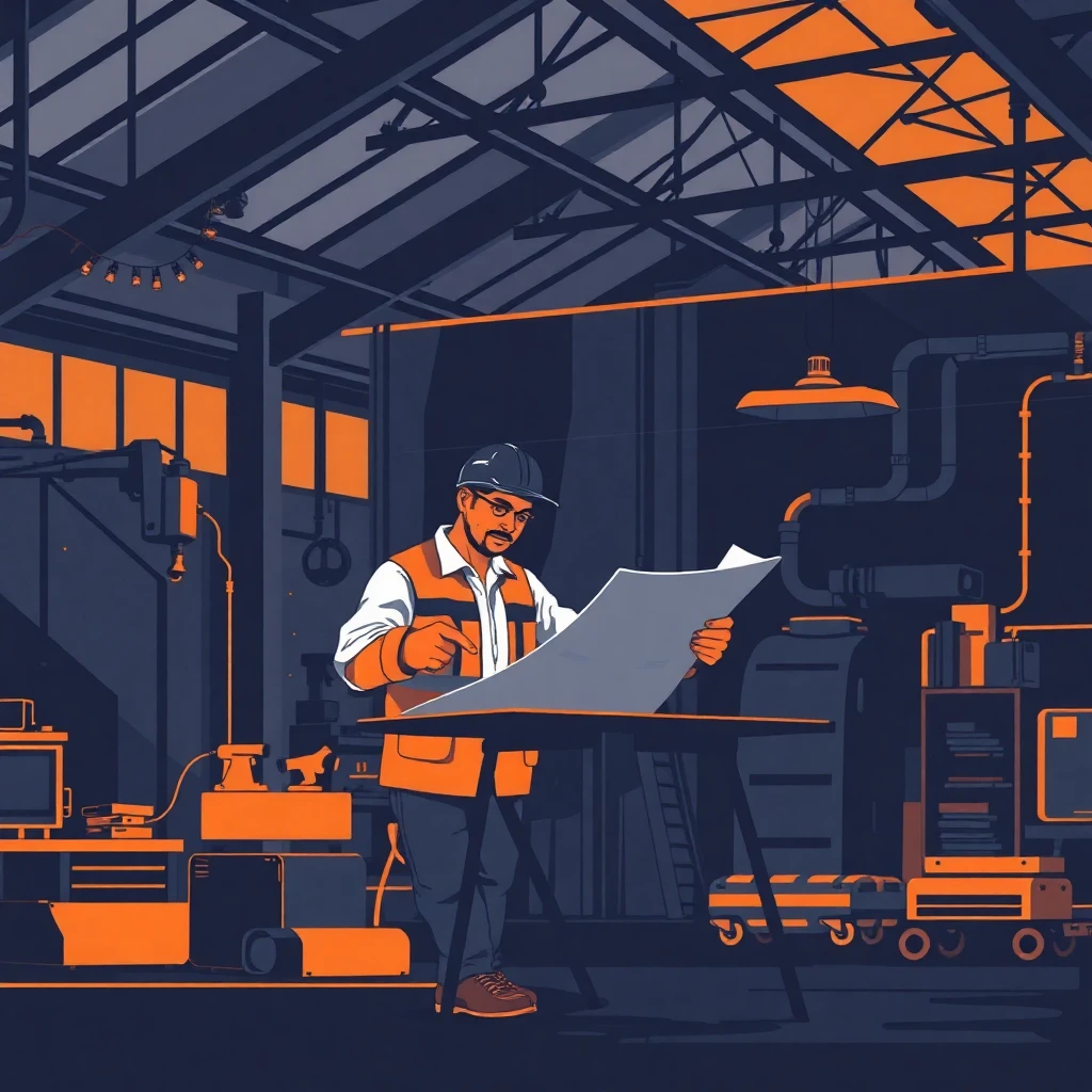 Ingeniero revisando planos