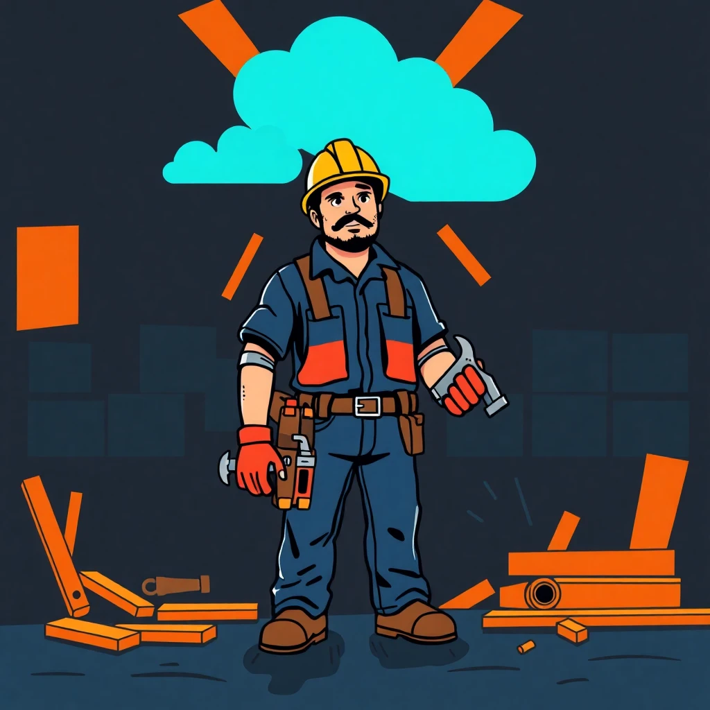 Trabalhador de construção no canteiro de obras