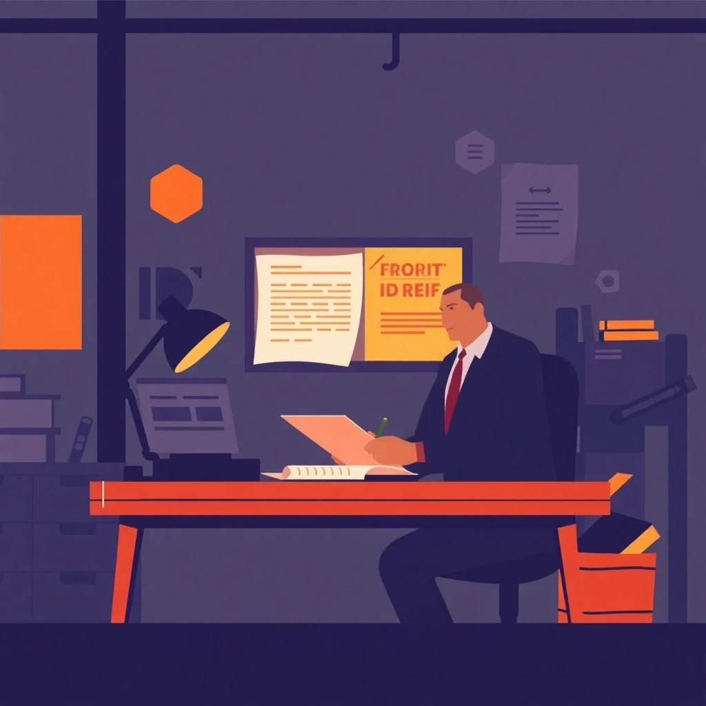 Executivo de segurança revisando relatórios