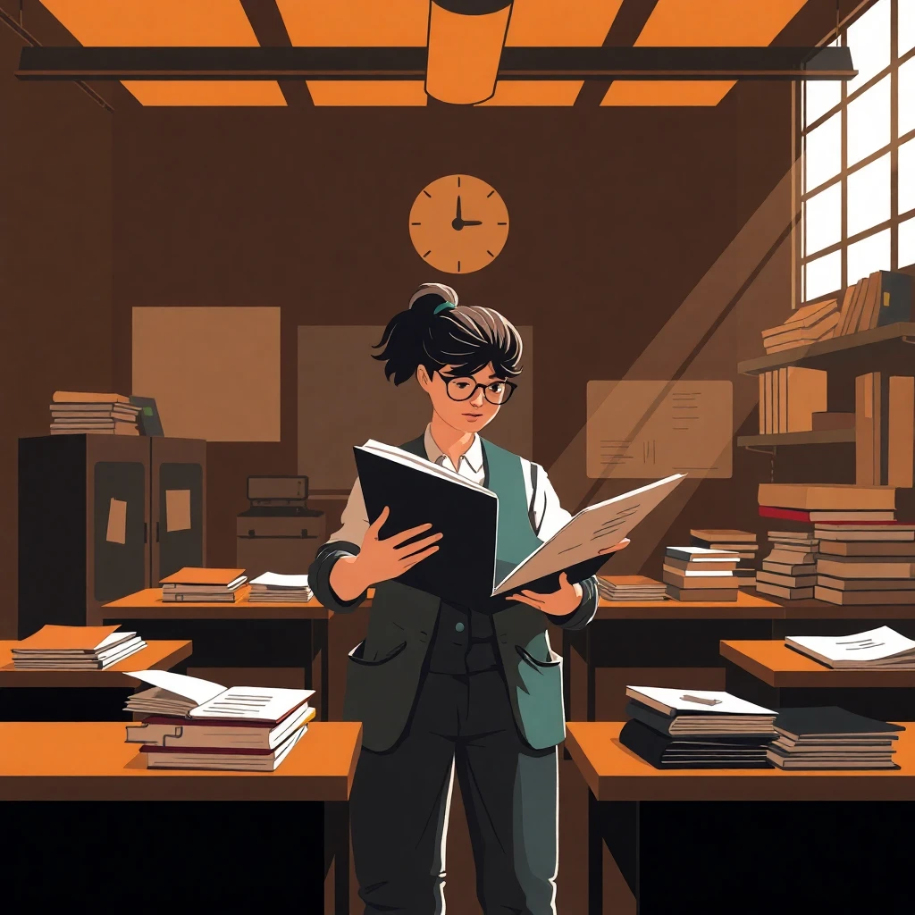 Revisión de libros en un aula