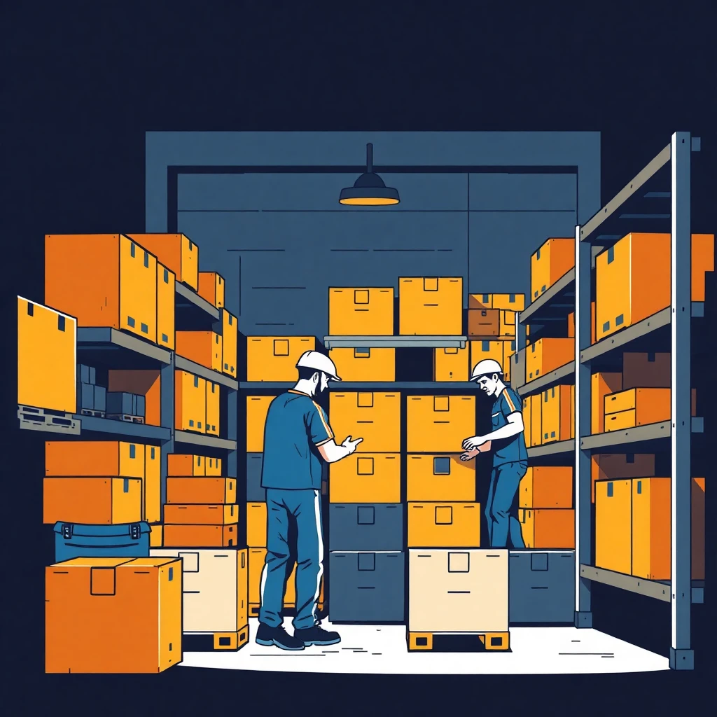Trabajadores en un almacén