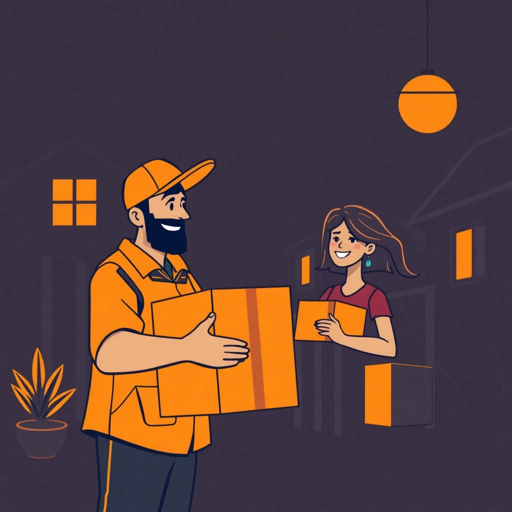 Repartidor entregando un paquete