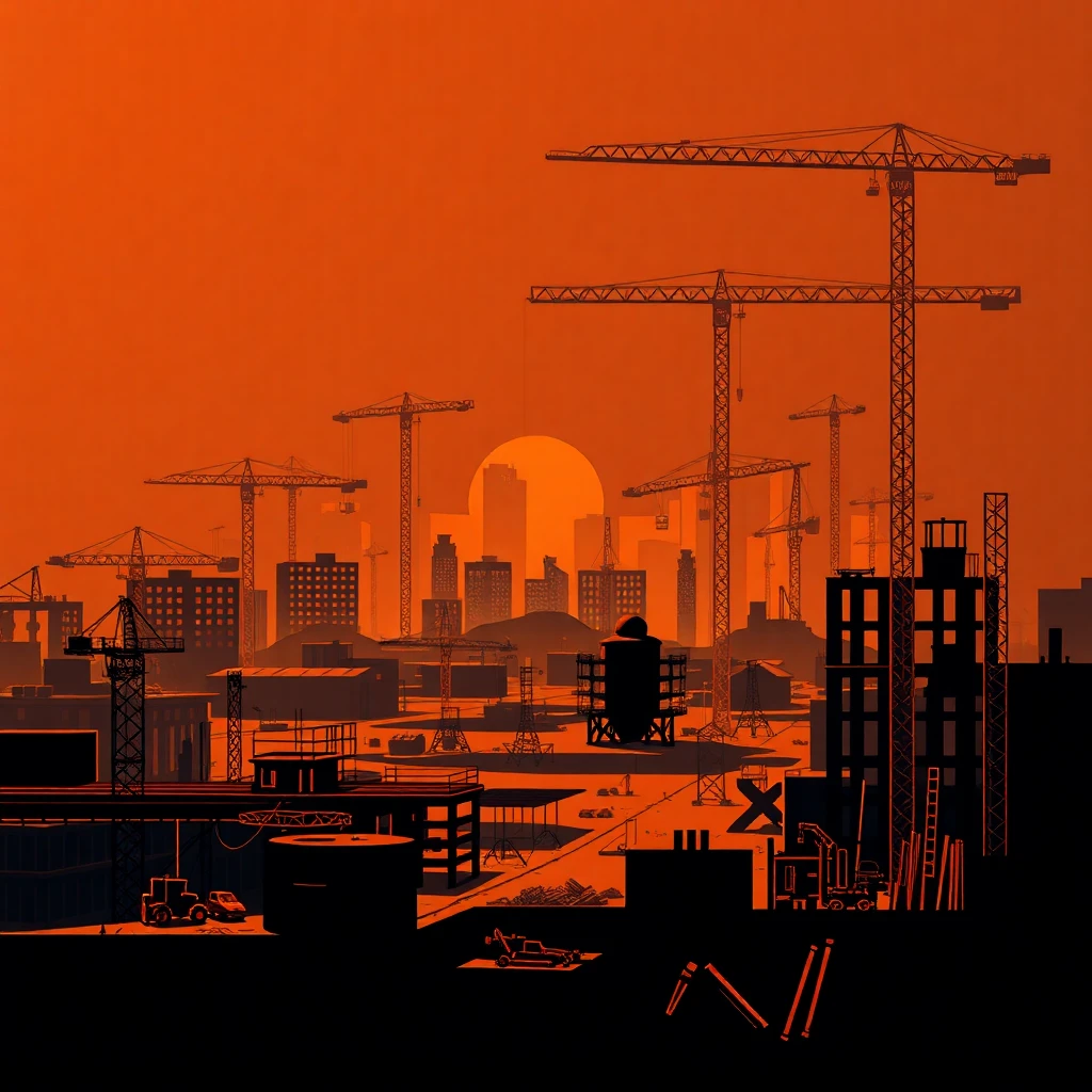 Sitio de construcción en una ciudad