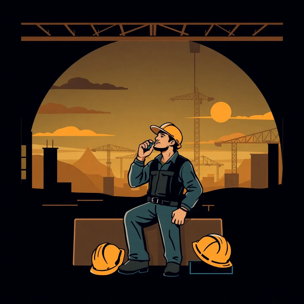 Trabajador de construcción descansando