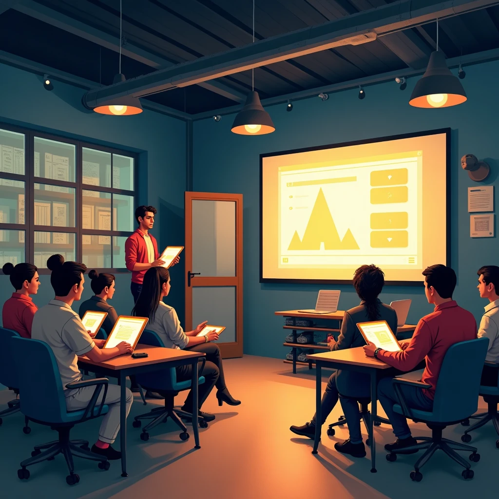 Aula moderna con tecnología avanzada