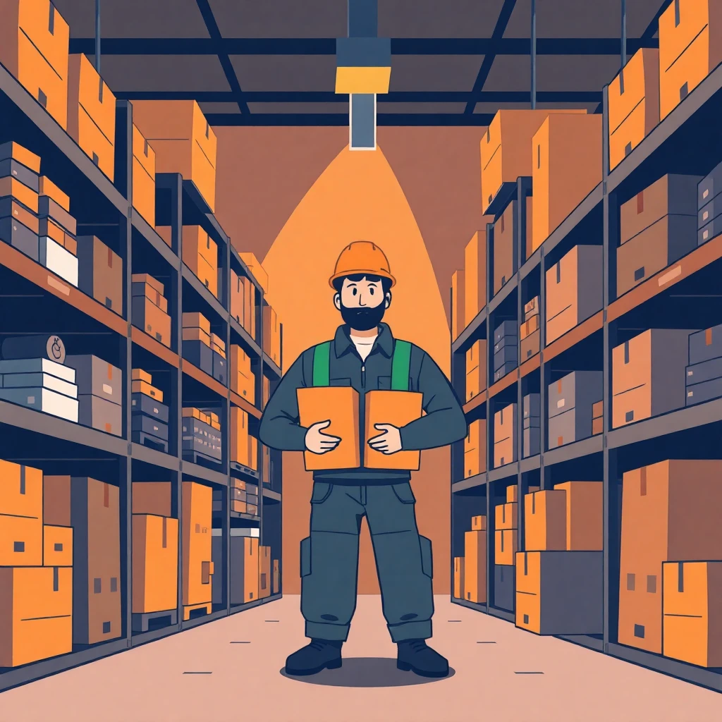 Trabajador de Amazon en almacén