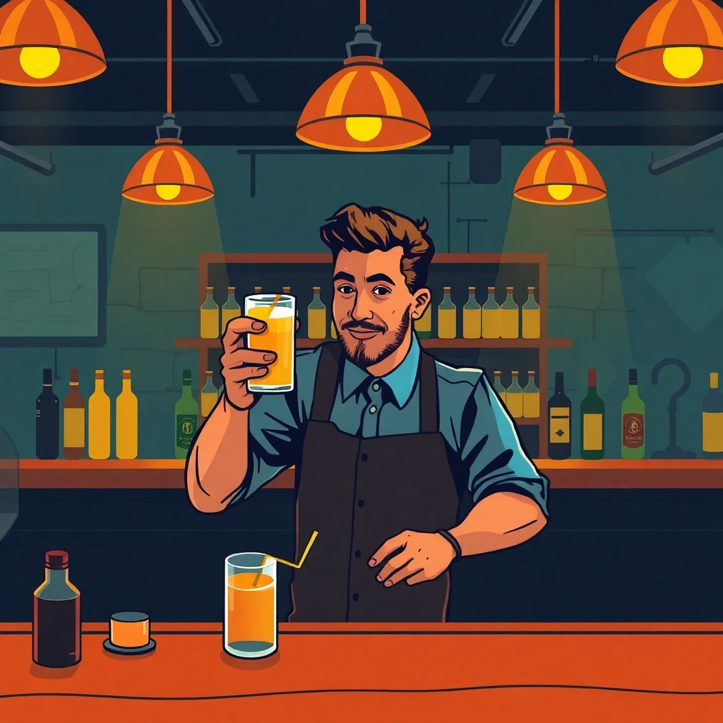 Bartender sirviendo cócteles