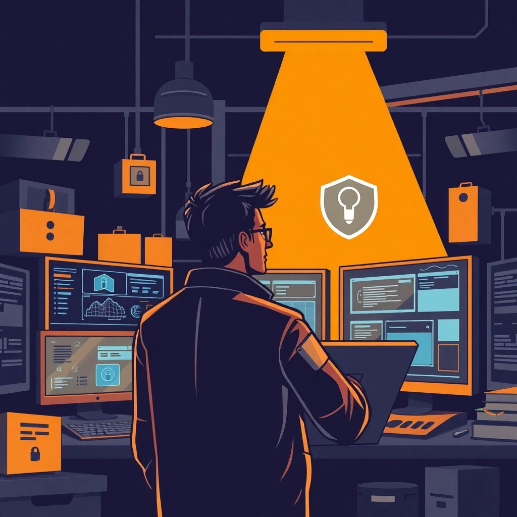 Security professional analyzing data