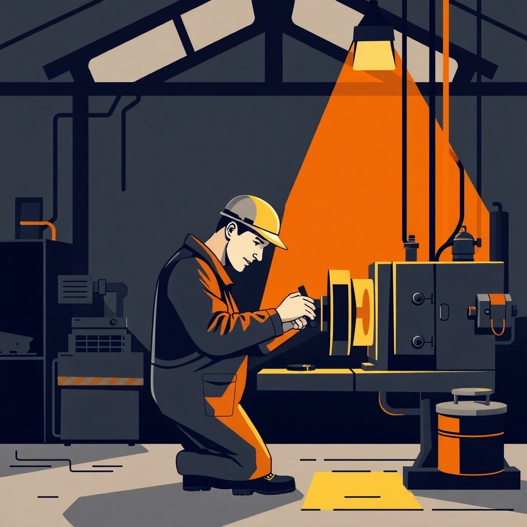 Engagierter Arbeiter in Produktionshalle