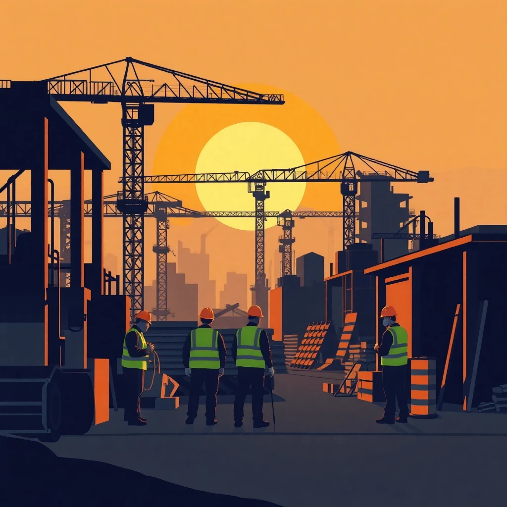 Construction site at dawn
