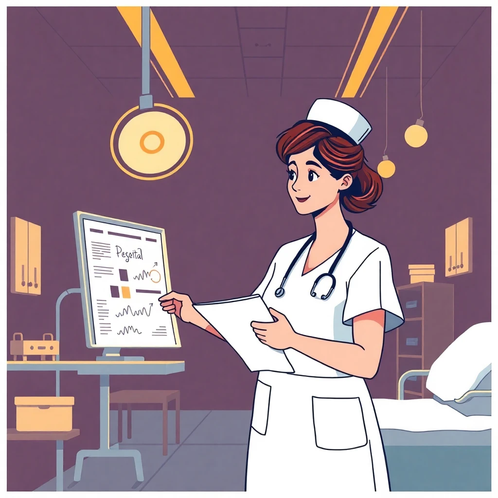 Nurse reviewing patient chart