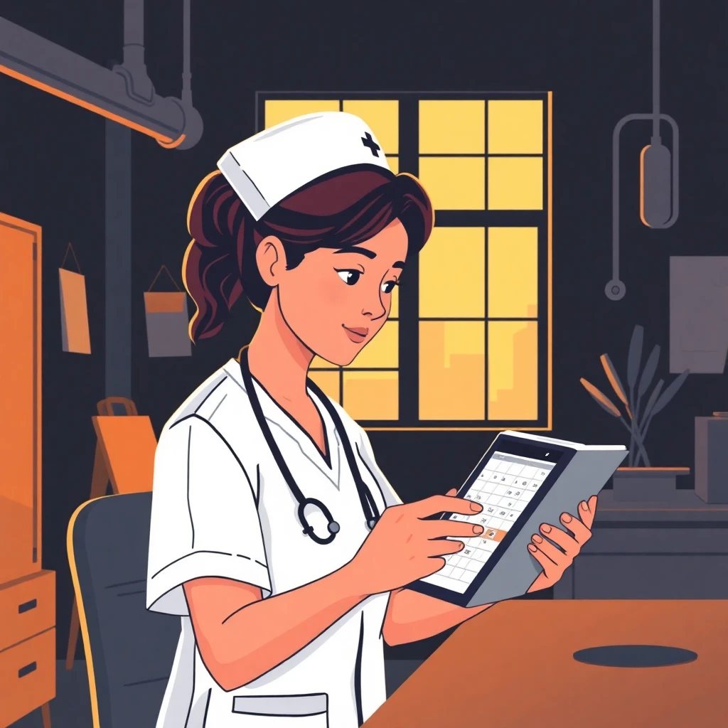 Nurse reviewing flexible schedule