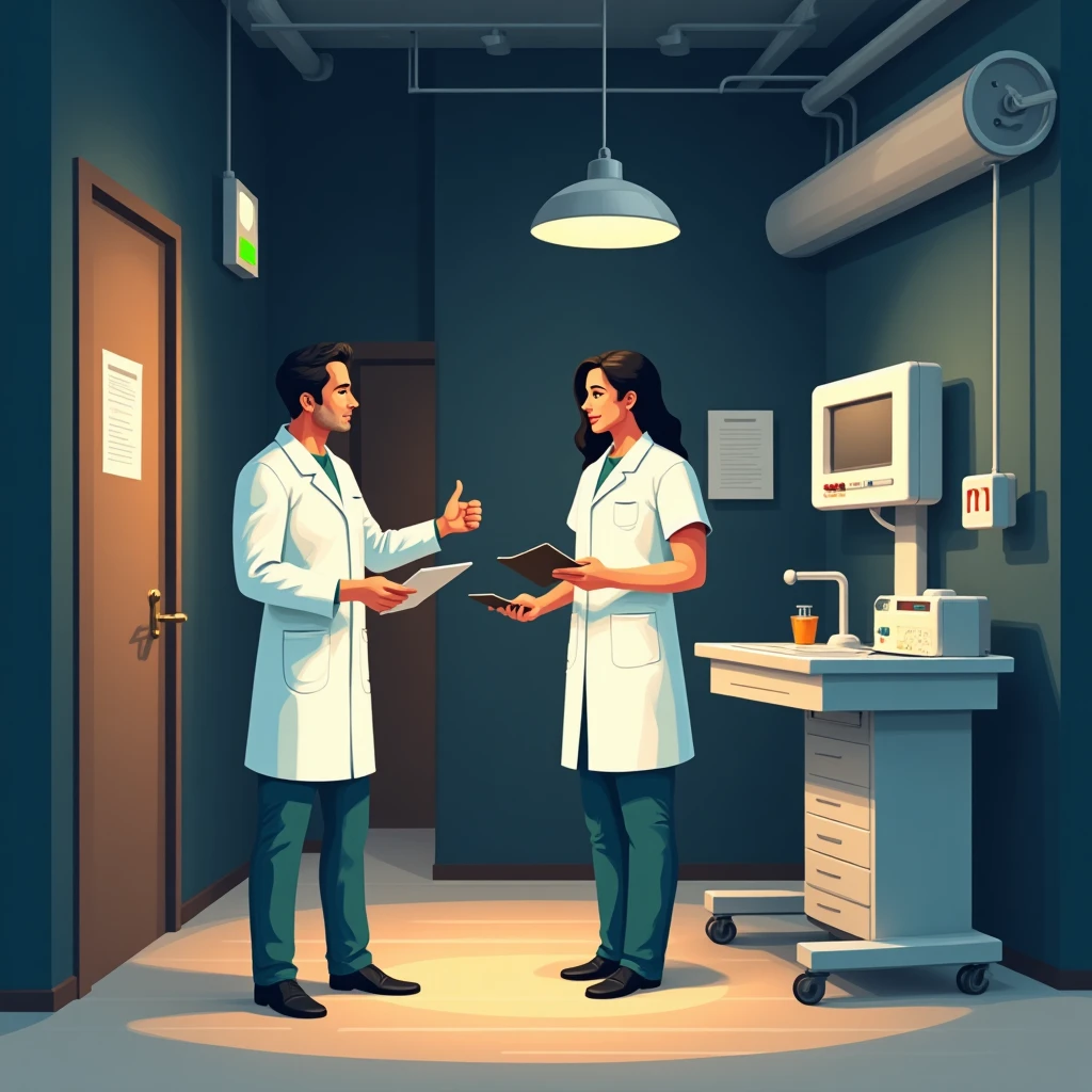 Profissionais de saúde em hospital