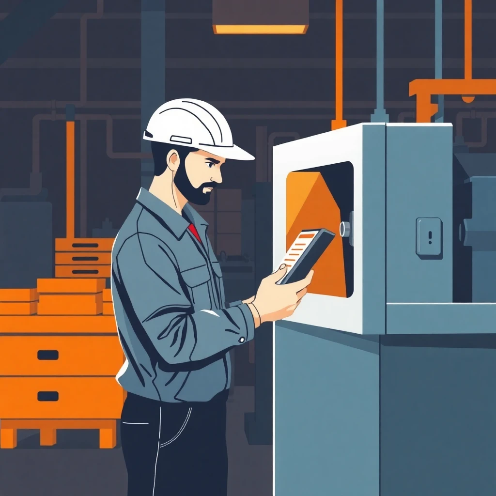 Trabalhador em ação na fábrica