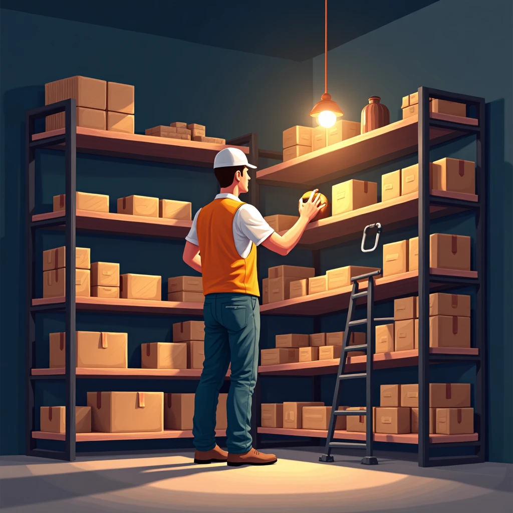 Trabajador de almacén seleccionando productos