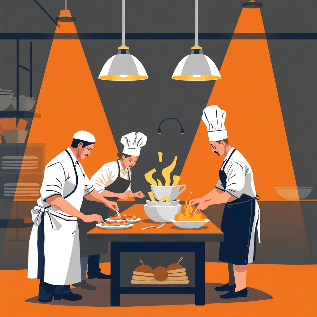 Équipe de cuisine professionnelle