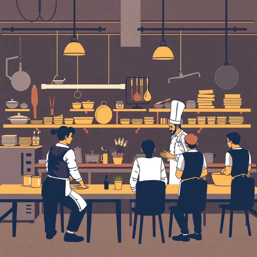 Aula de cocina en acción