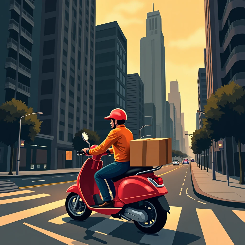 Trabajo de delivery en acción