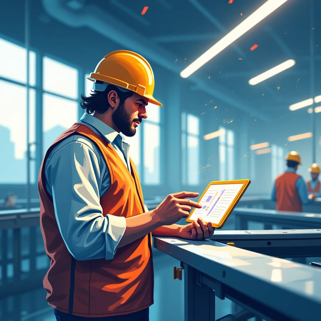 Trabajador de manufactura revisando detalles