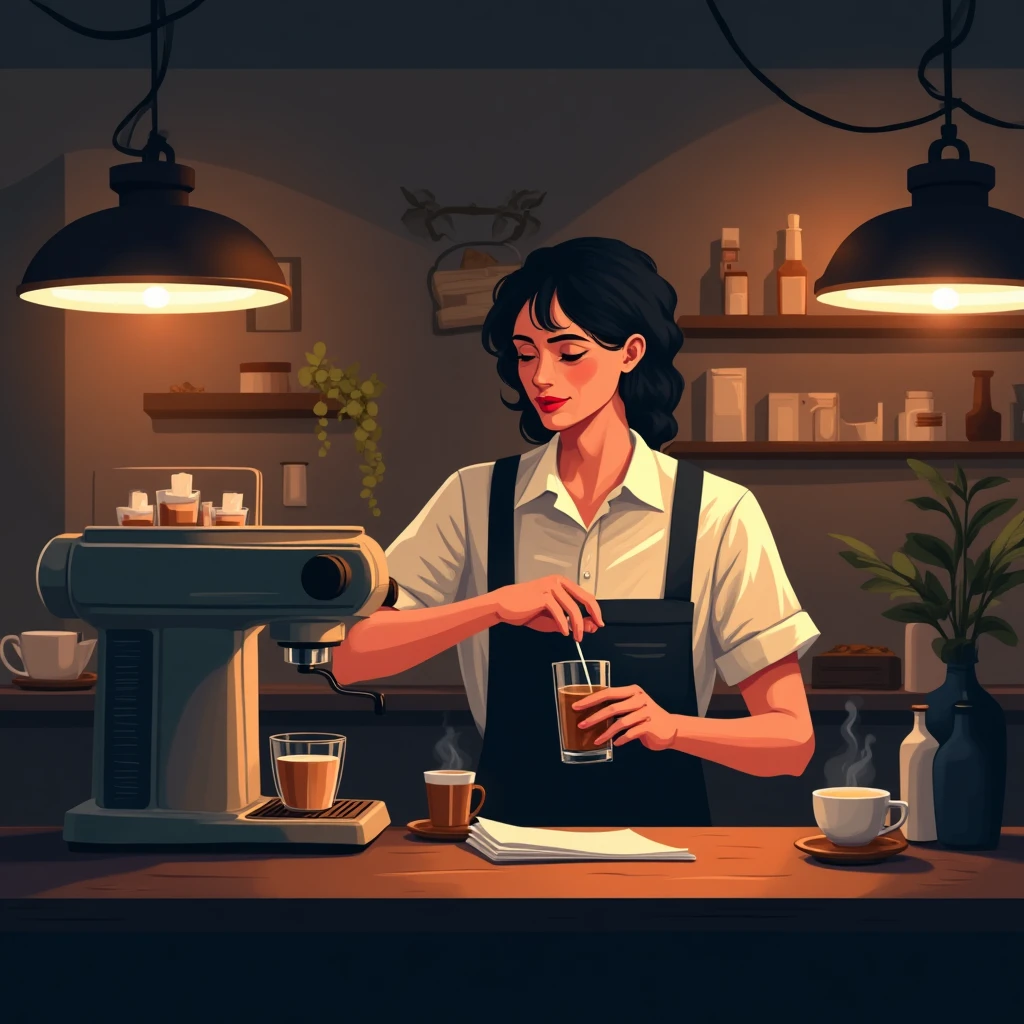 Barista en acción