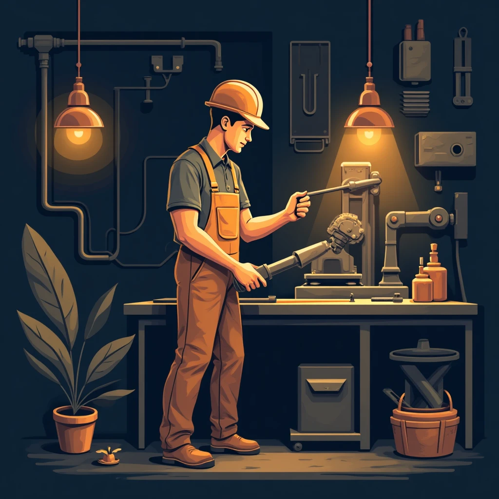 Técnico de mantenimiento trabajando en maquinaria