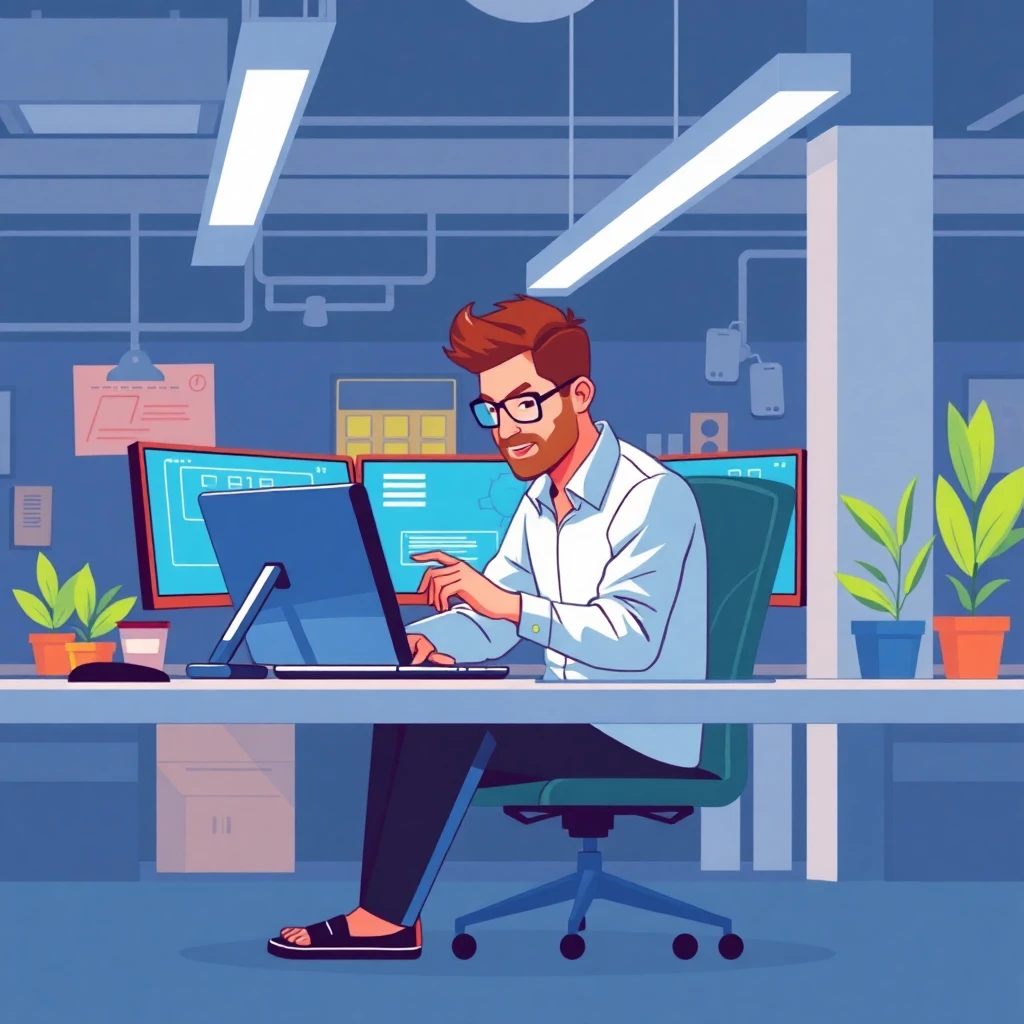 Desenvolvedor de software trabalhando