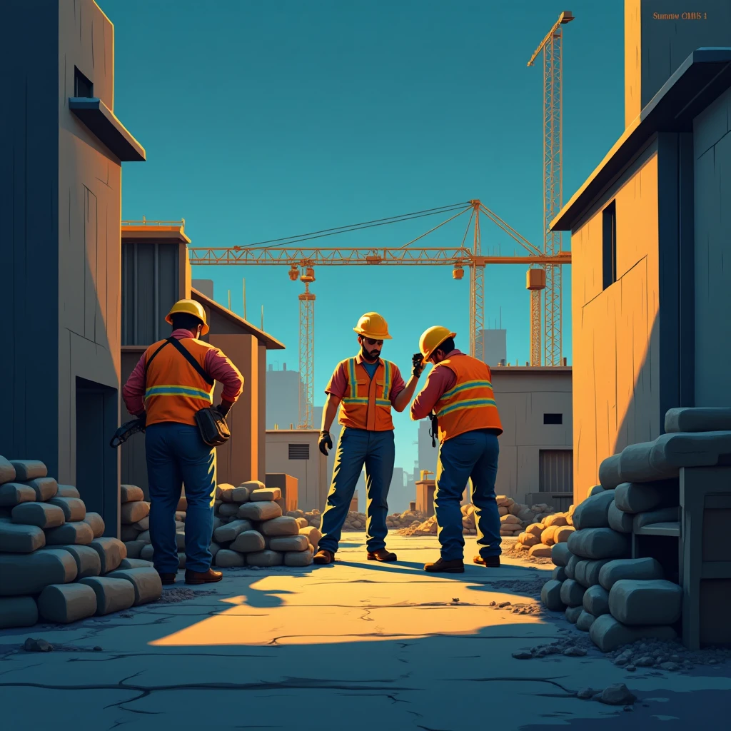 Travailleurs spécialisés sur un chantier