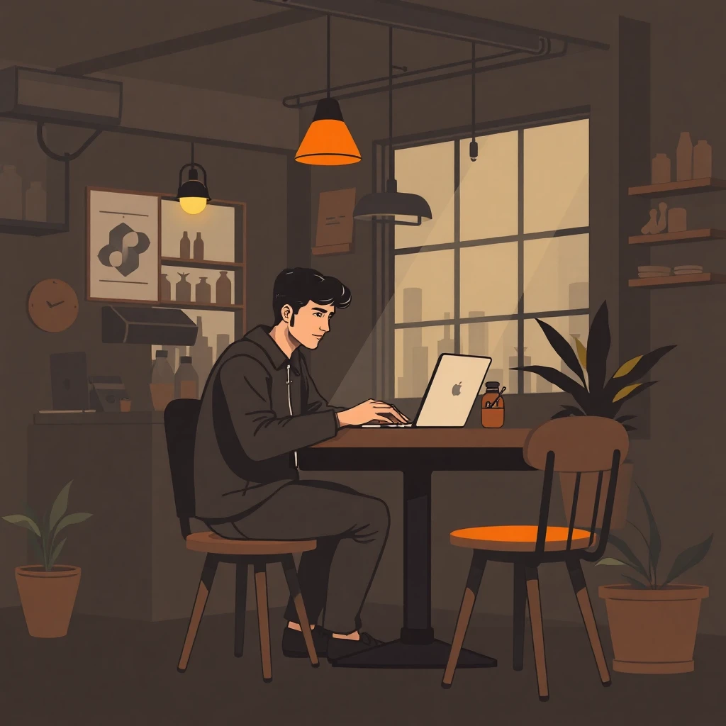 Freelancer at a coffee shop