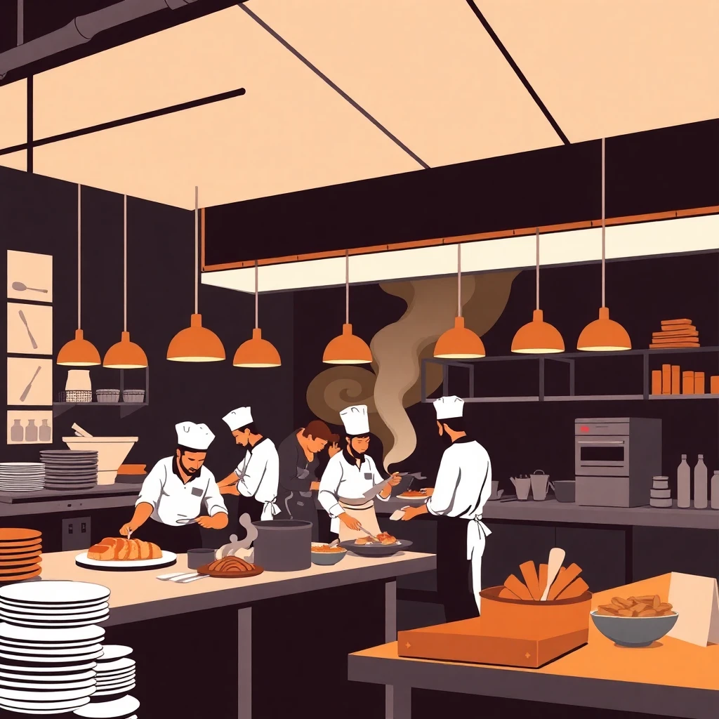 Restaurant kitchen action