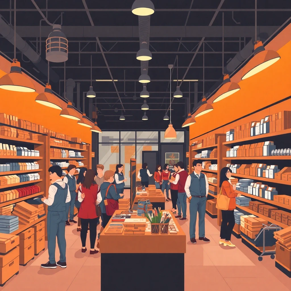 Retail workers in action