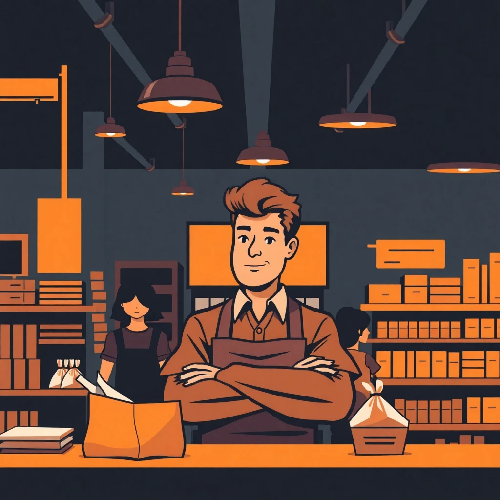 Retail store manager in action