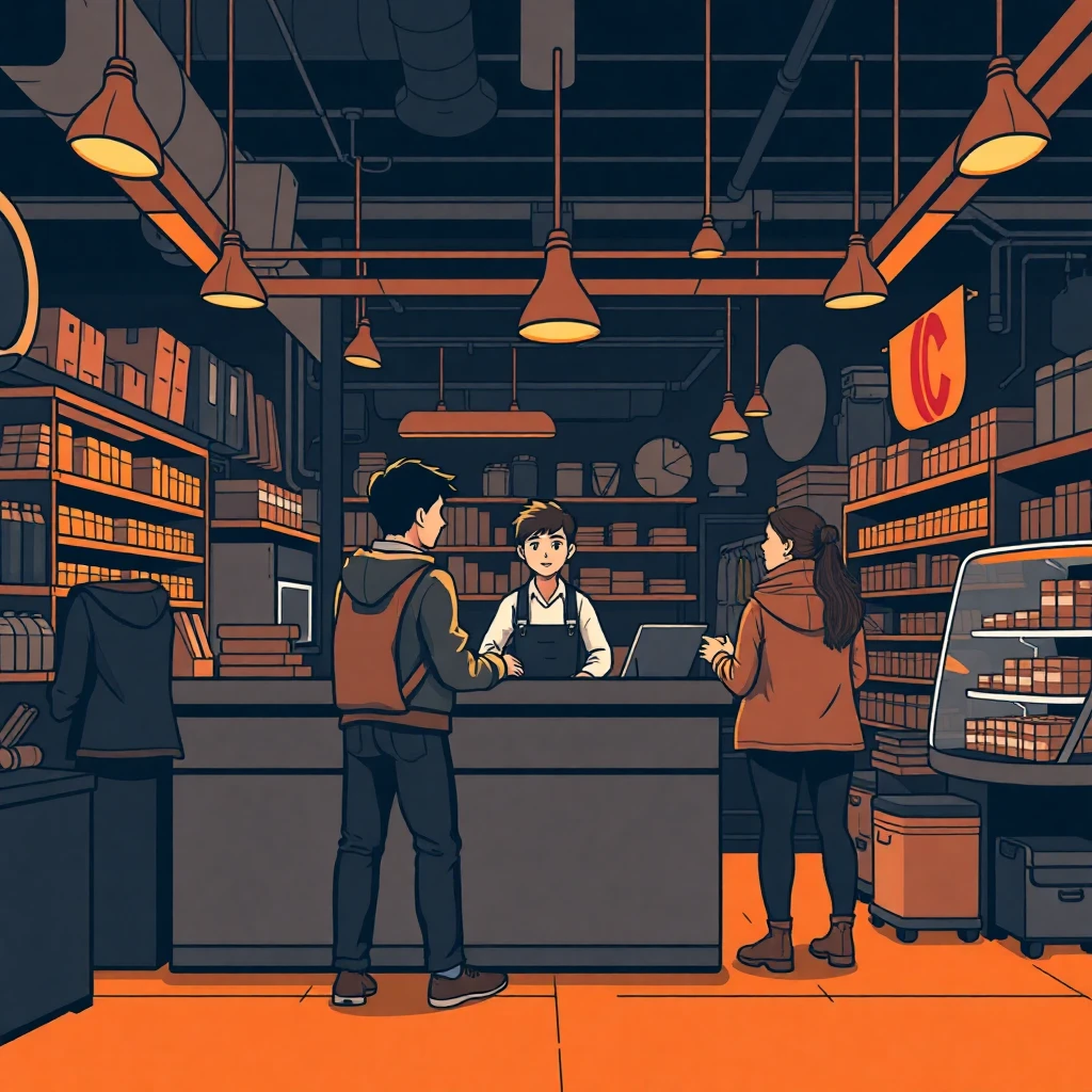 Young retail worker assisting customers