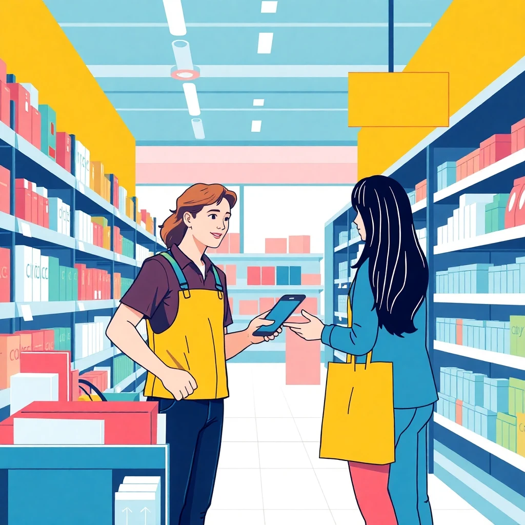 Retail assistant at work