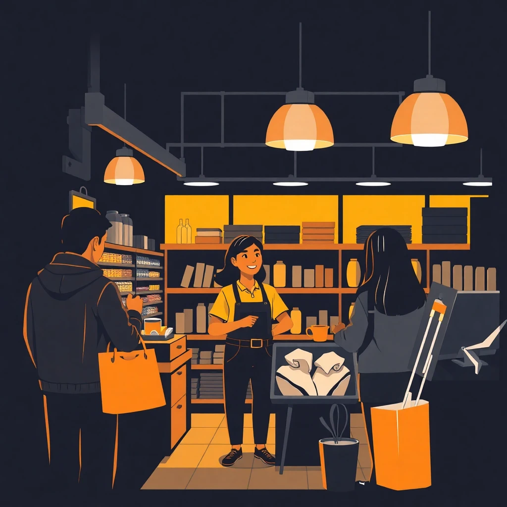 Retail sales associate with customers