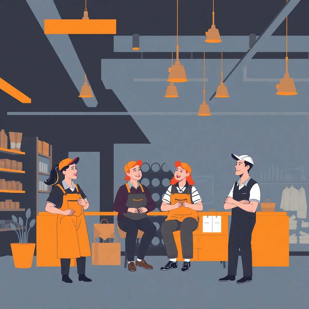 Retail team enjoying benefits