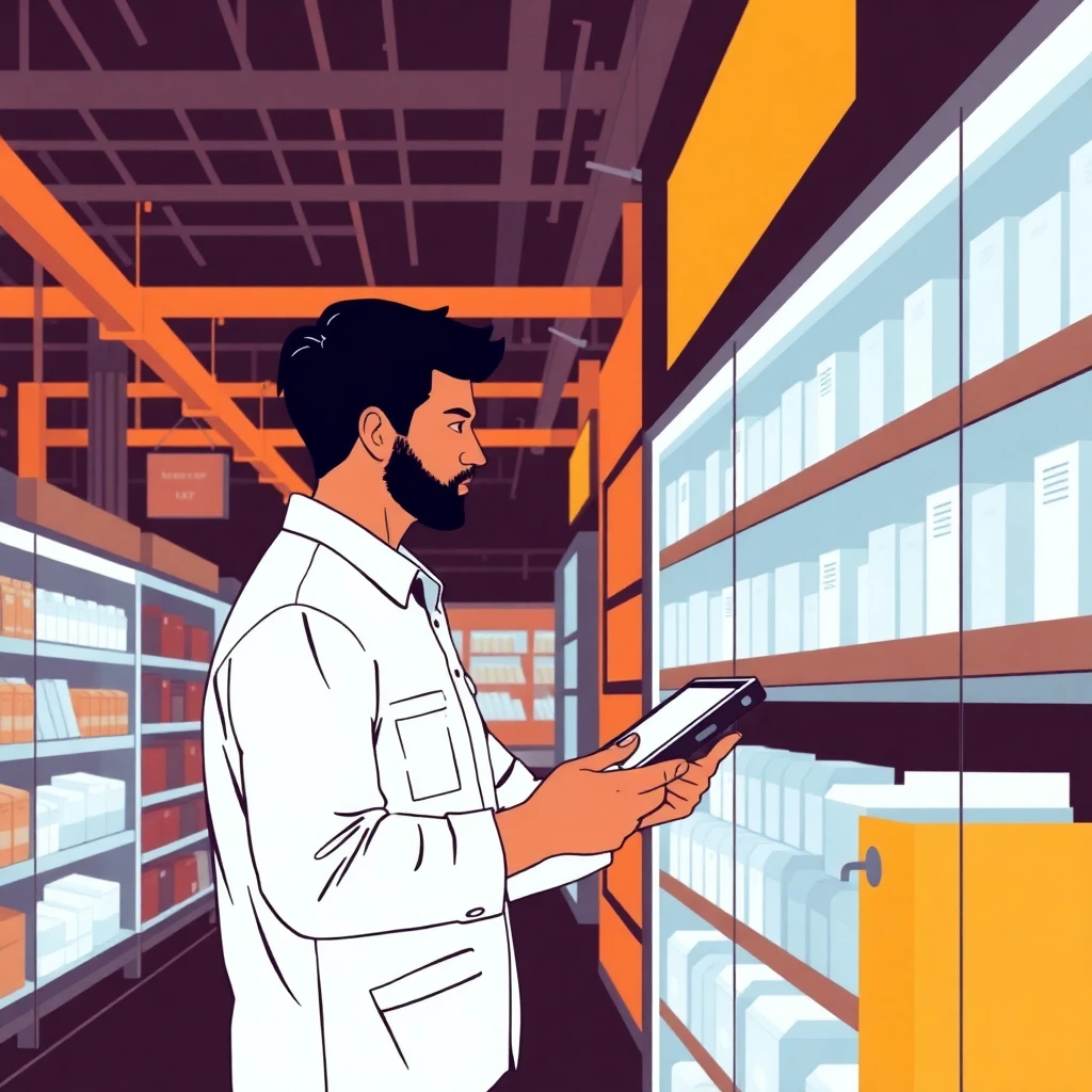 Retail worker in action